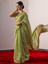 Kairi Green Gold Paisley Pallu Soft Saree With Blouse Fabric